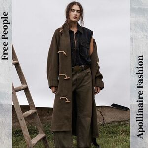 FREE PEOPLE ALMA DUFFEL COAT IN OLIVE MEDIUM NWT